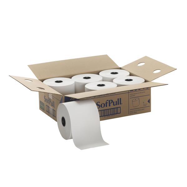 Towel Roll Hardwound SofPull 100% Recycled Fiber 7 in x 1000 in White 6/Ca